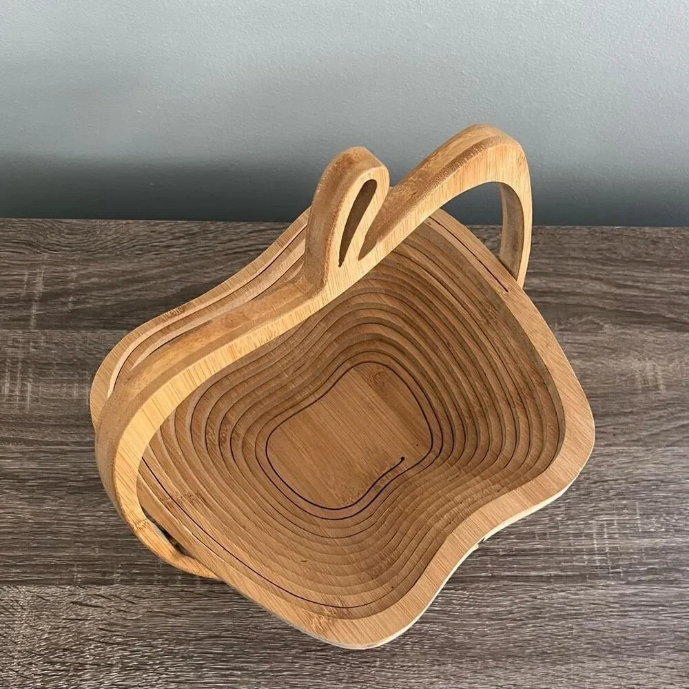 Collapsible Wooden Spiral Apple Fold Up Basket